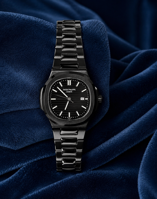 Patek Philippe Nautilus Black Dial Stainless Steel Watch