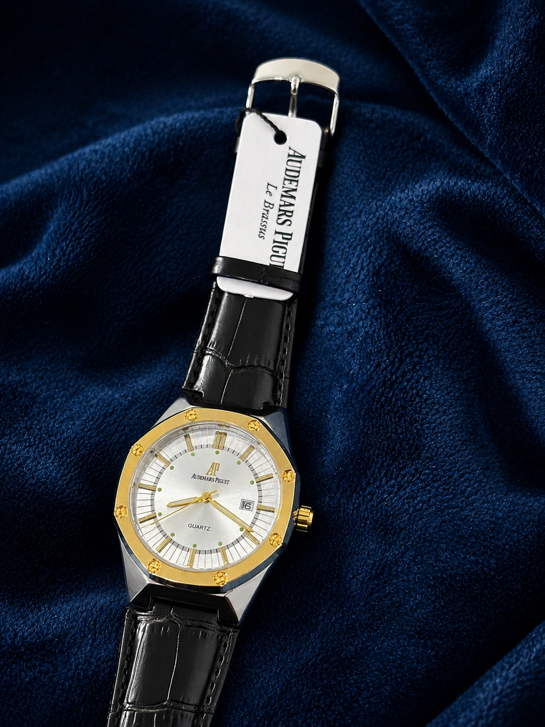 Audemars Piguet-Inspired Silver Dial Men’s Luxury Leather Watch