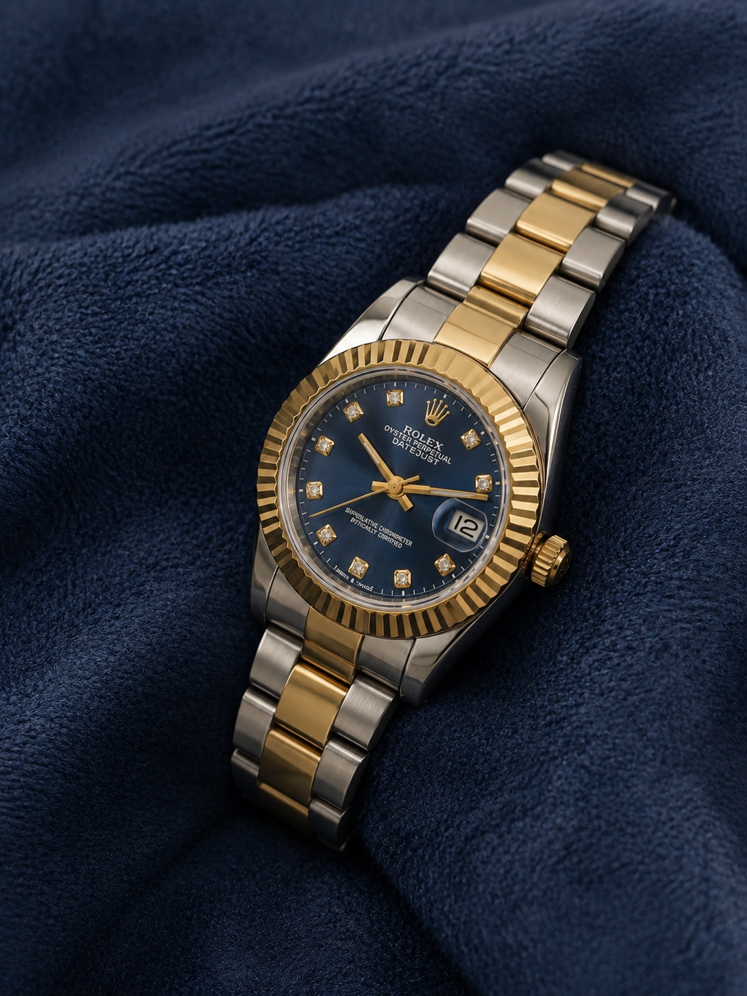 Rolex inspired Royal Blue Two-Tone Luxury Date Watch