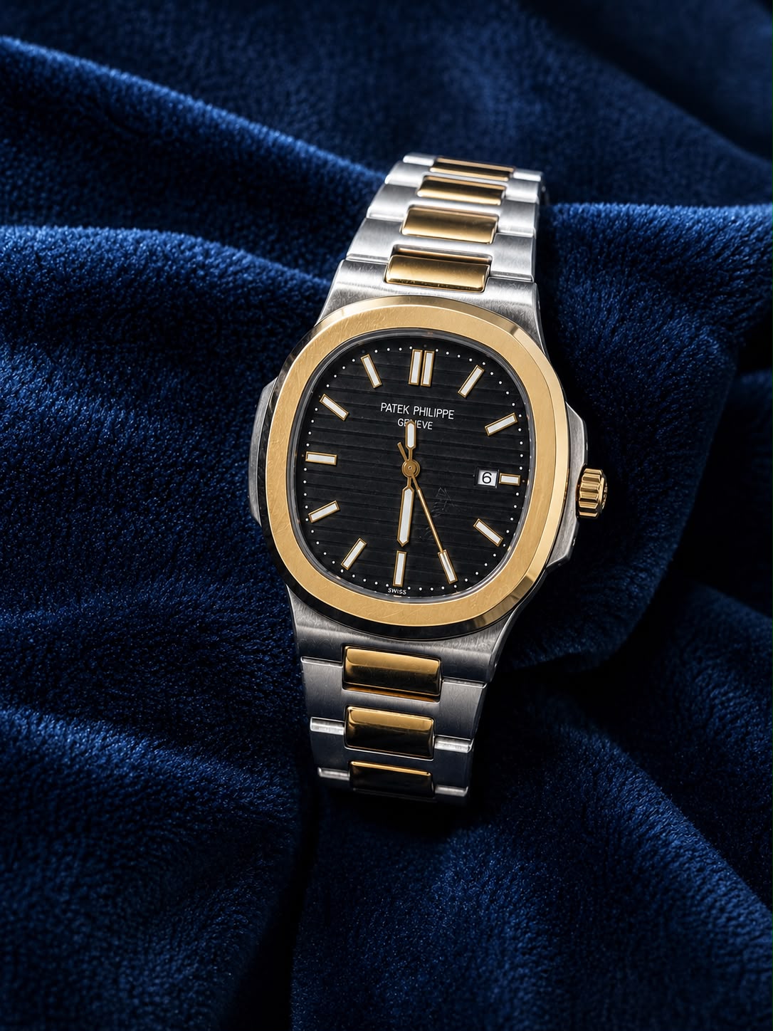 Patek Philippe _ Luxury wrist watch _ Black textured dial