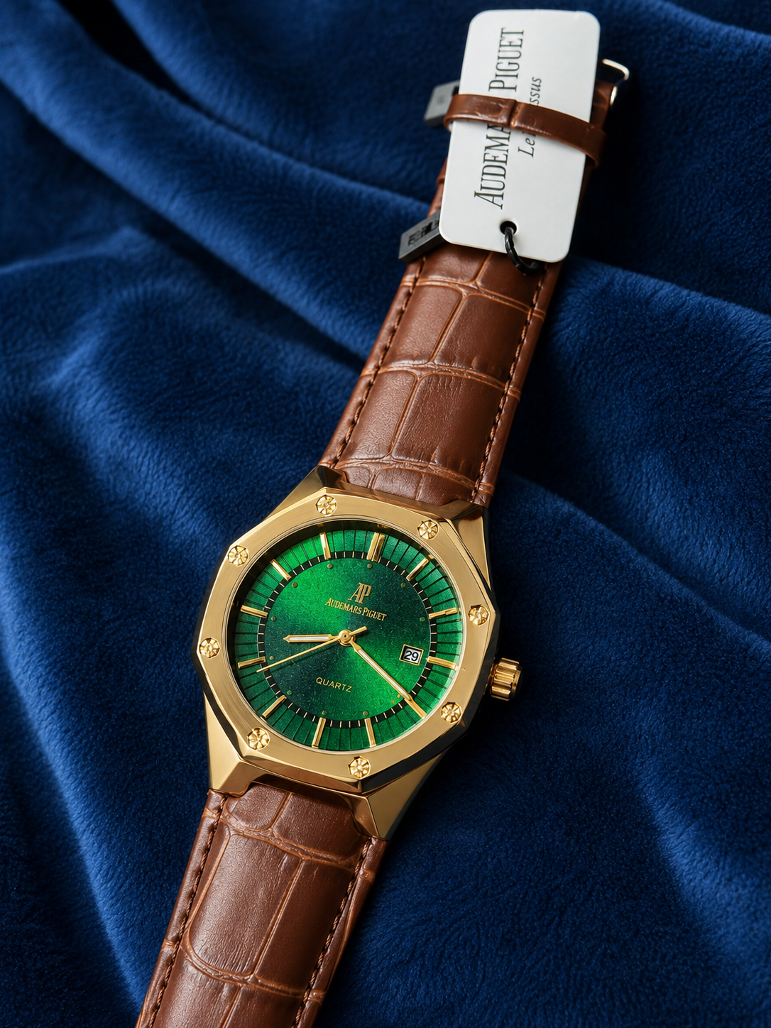 Audemars Piguet-Inspired Green Dial Men’s Luxury Leather Watch