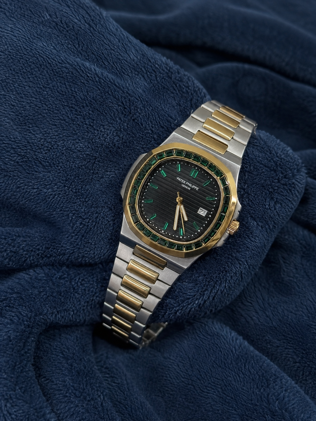 Patek Philippe Nautilus Style Two-Tone Green Dial Watch