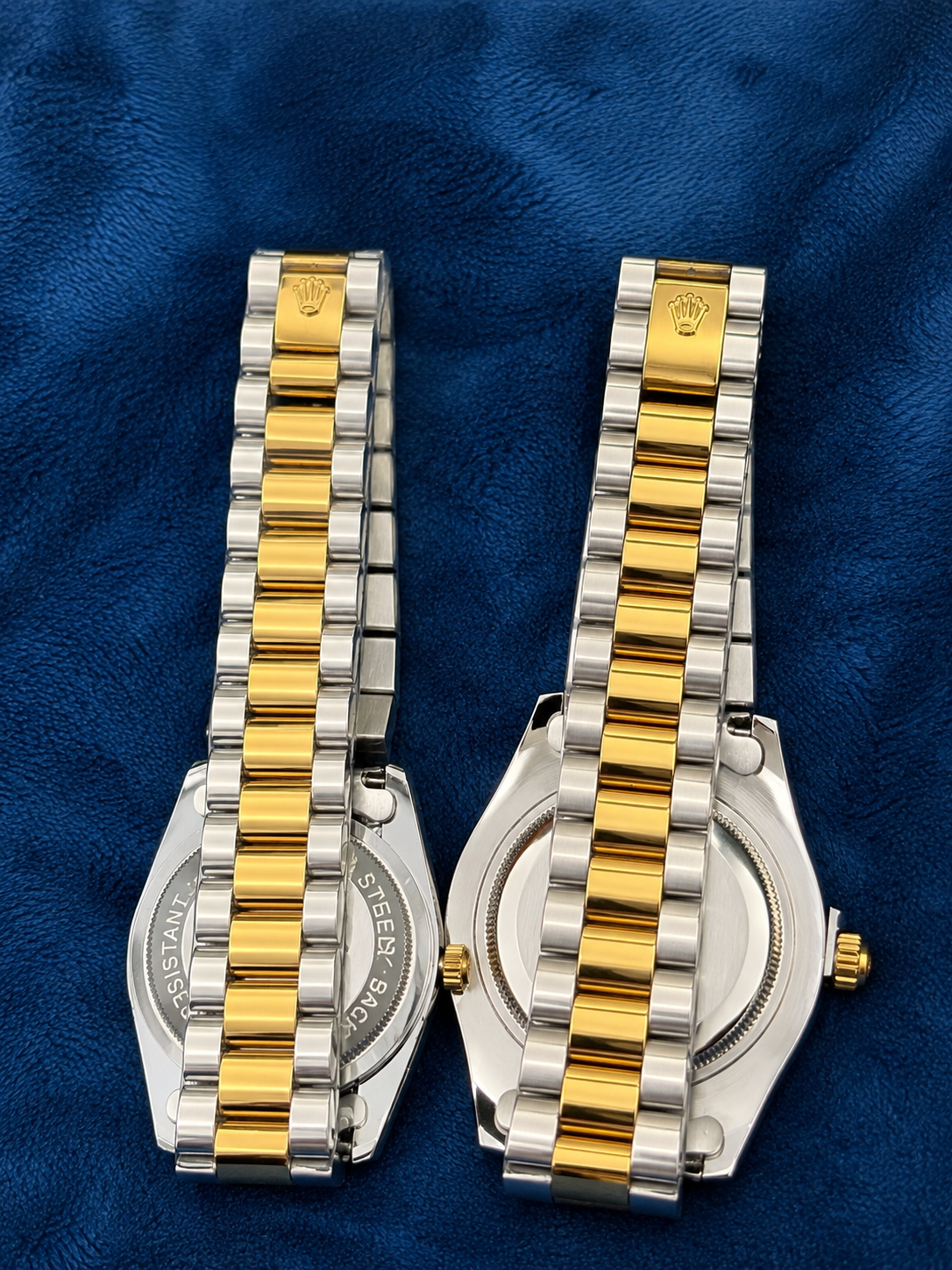 Rolex-Inspired Two-Tone Silver Dial Luxury Couple Watch Set