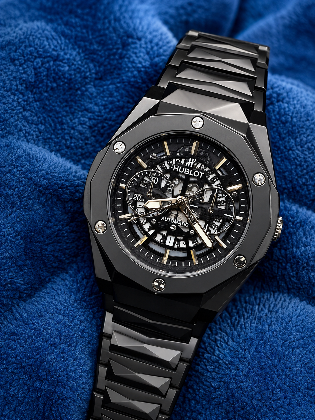 Hublot-Inspired Black Skeleton Dial Men’s Luxury Watch