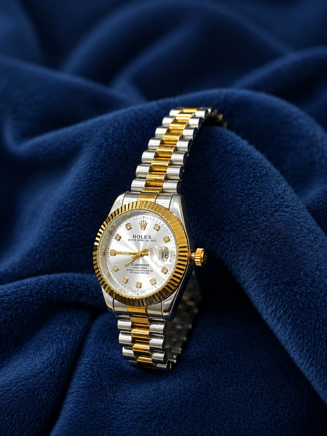 Rolex-Inspired Two-Tone Silver Dial Ladies Luxury Watch