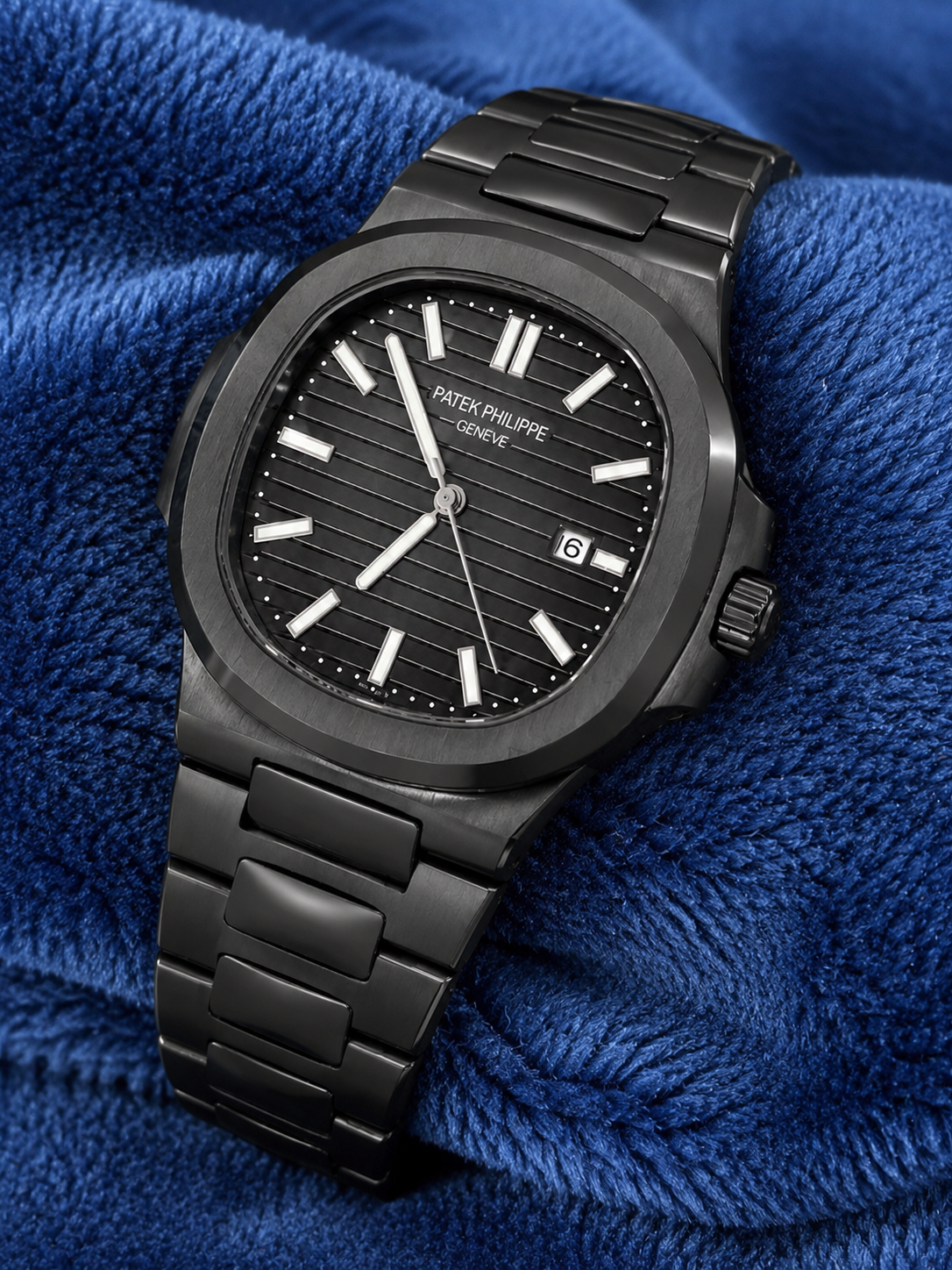 Patek Philippe Nautilus Black Dial Stainless Steel Watch
