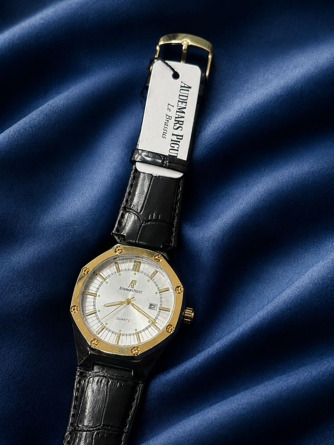 Audemars Piguet-Inspired Silver Dial Men’s Luxury Leather Watch