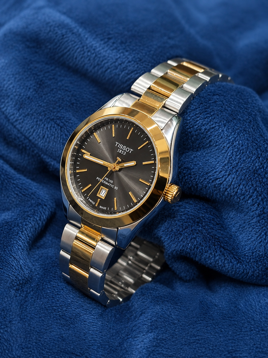 Tissot-Inspired Two-Tone Black Dial Automatic Luxury Watch