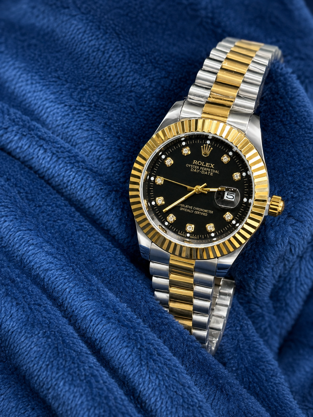 Rolex-Inspired Two-Tone Black Dial Women’s Luxury Watch