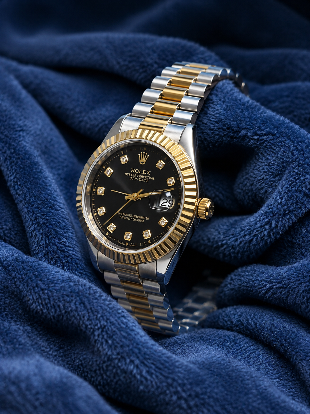 Rolex-Inspired Two-Tone Black Dial Women’s Luxury Watch